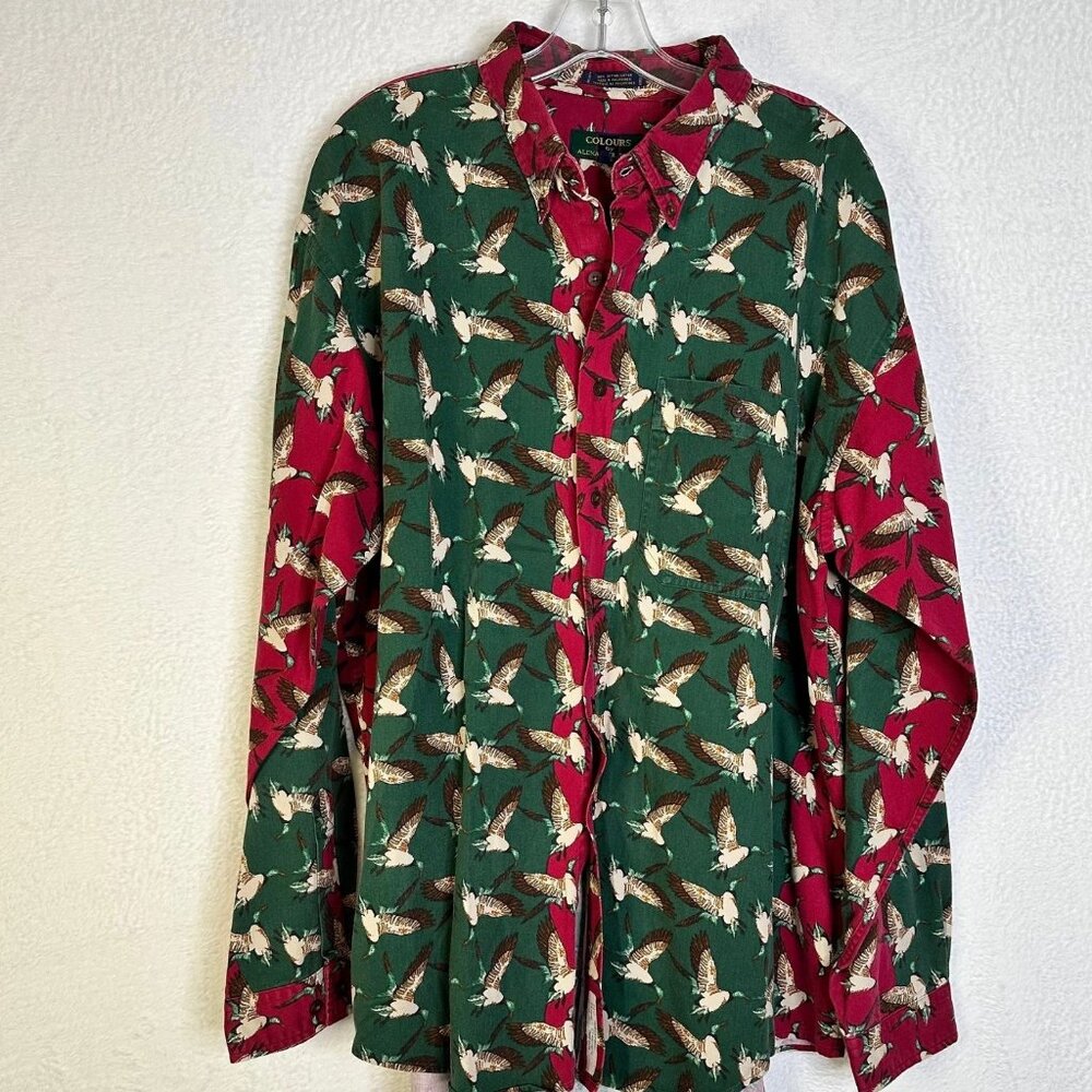 Colours Alexander Julian Shirt Mens XL 17-17.5 Button Down Mallard Duck Vintage